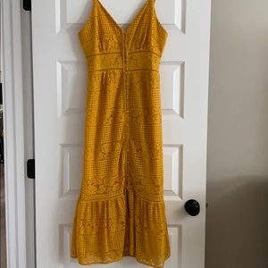 Francesca’s Mustard Yellow Lace Maxi-Dress